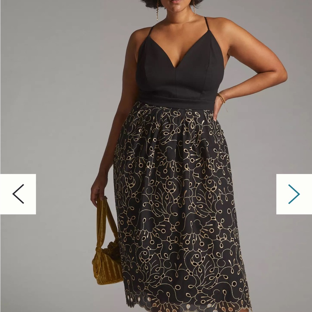 Maeve by Anthropologie Black and Gold Dress